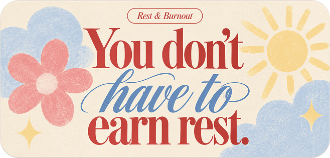 Rest and burnout quote card.